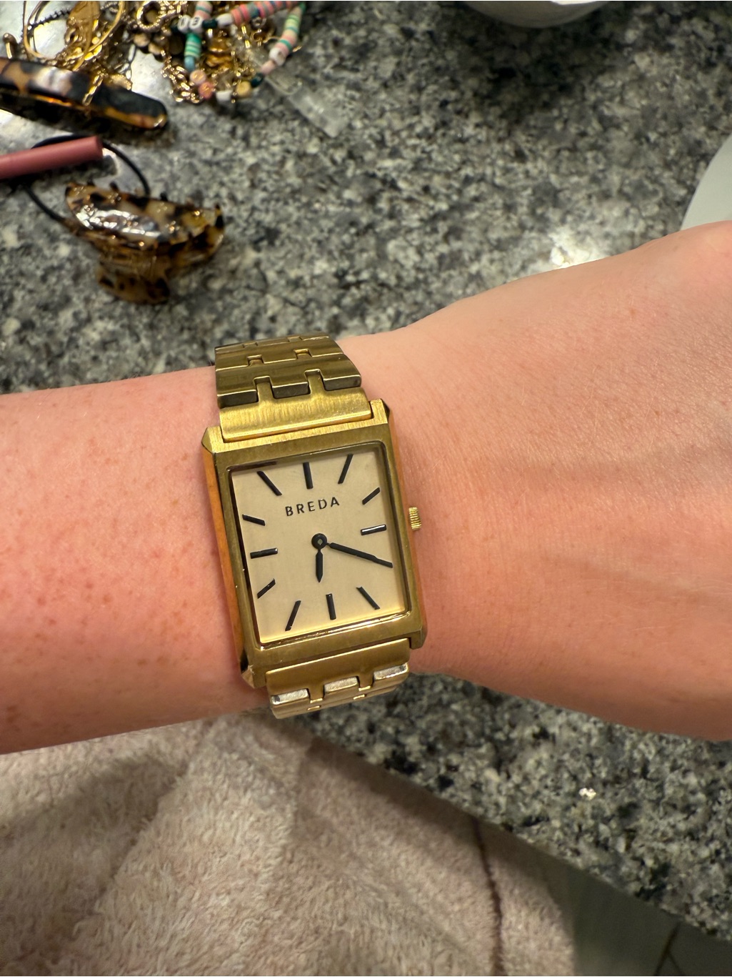 Gold Rectangular Womens Bracelet Watch — image 2 of 4